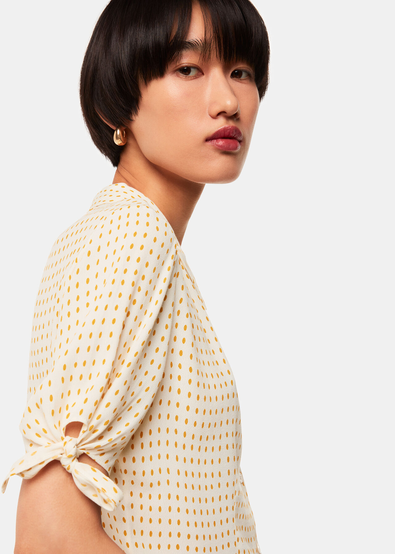 Whistles Oval Spot Tie Sleeve Shirt