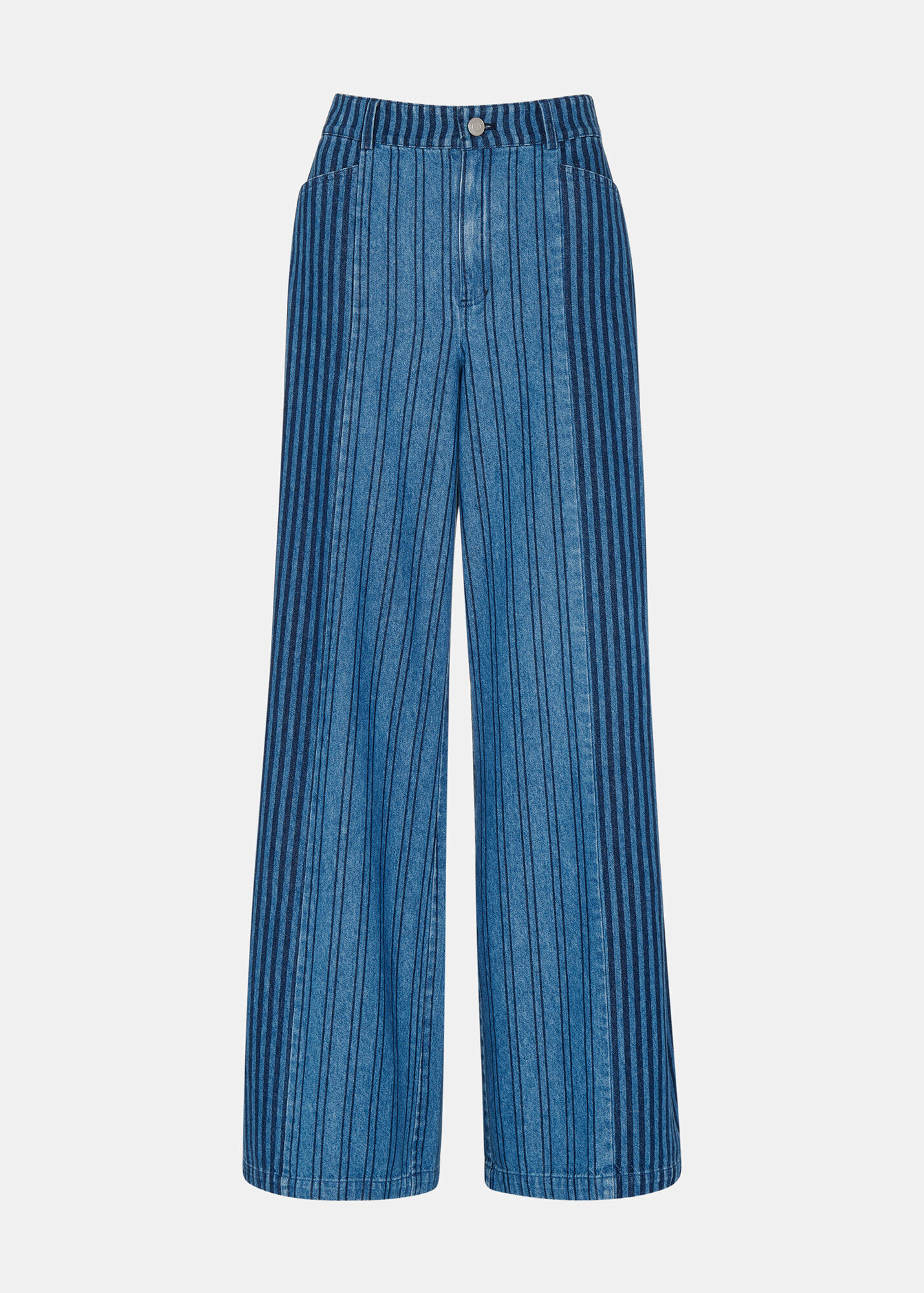 Denim Patchwork Vertical Stripe Jean WHISTLES