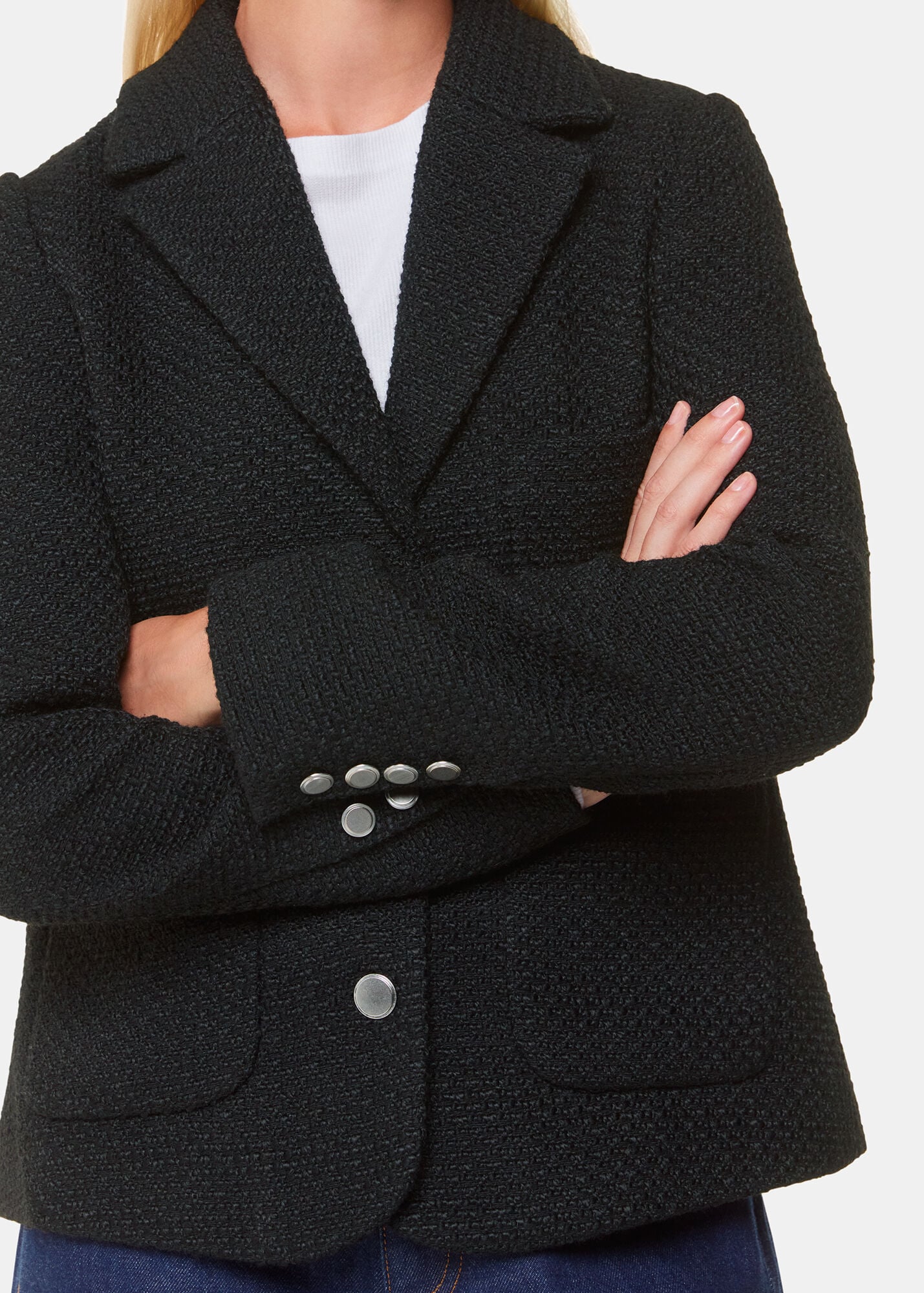 Women's Black Boucle Tailored Jacket | Whistles US |