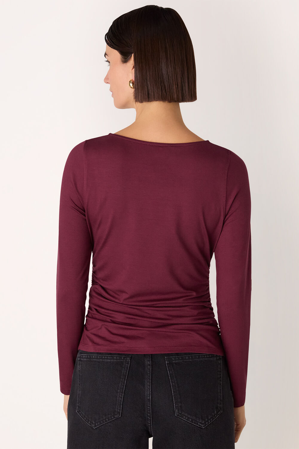 Ruched Side Long Sleeve Top