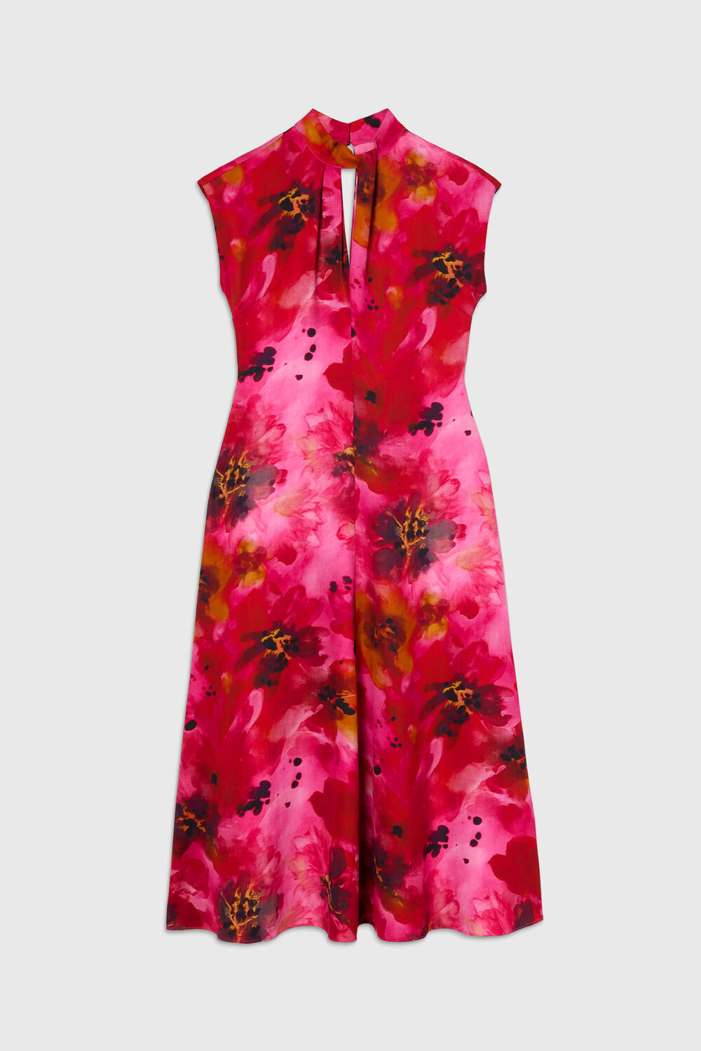 Pink Painterly Floral Midi Dress