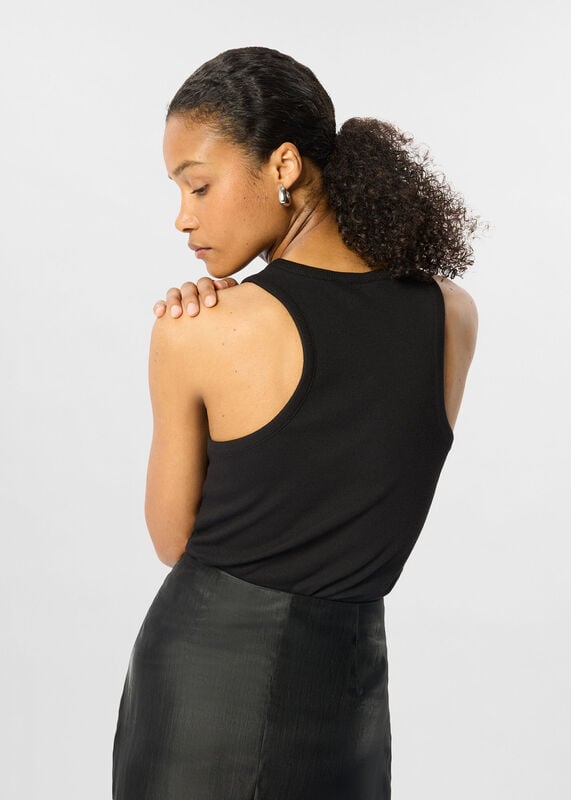 Black Classic Ribbed Vest