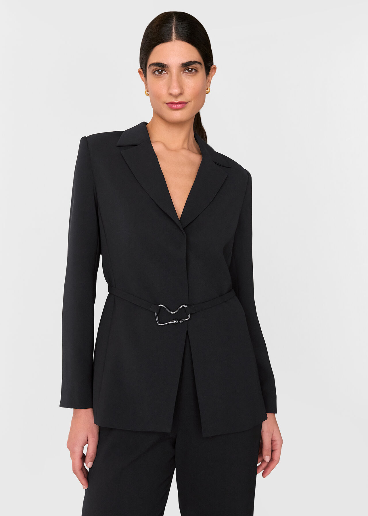 Corinna Belted Crepe Blazer