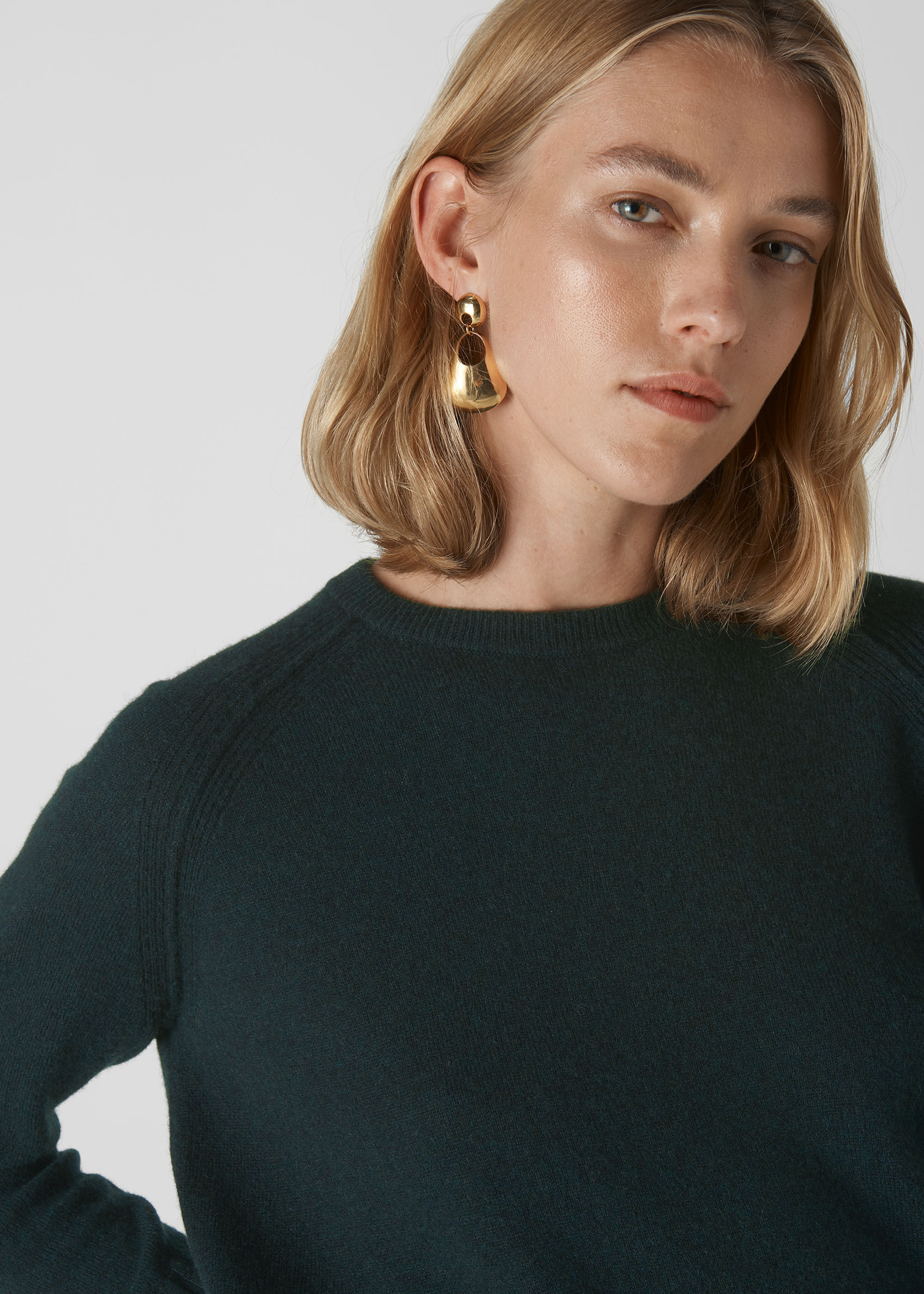 Dark green crew neck sweater clearance