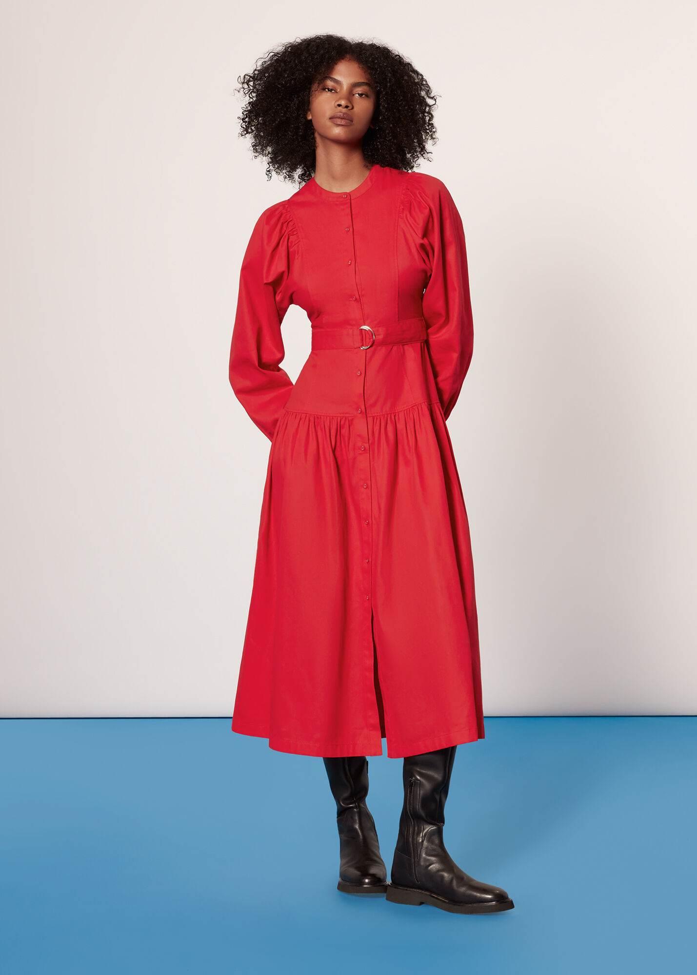 Red Ilya Full Sleeve Dress | WHISTLES