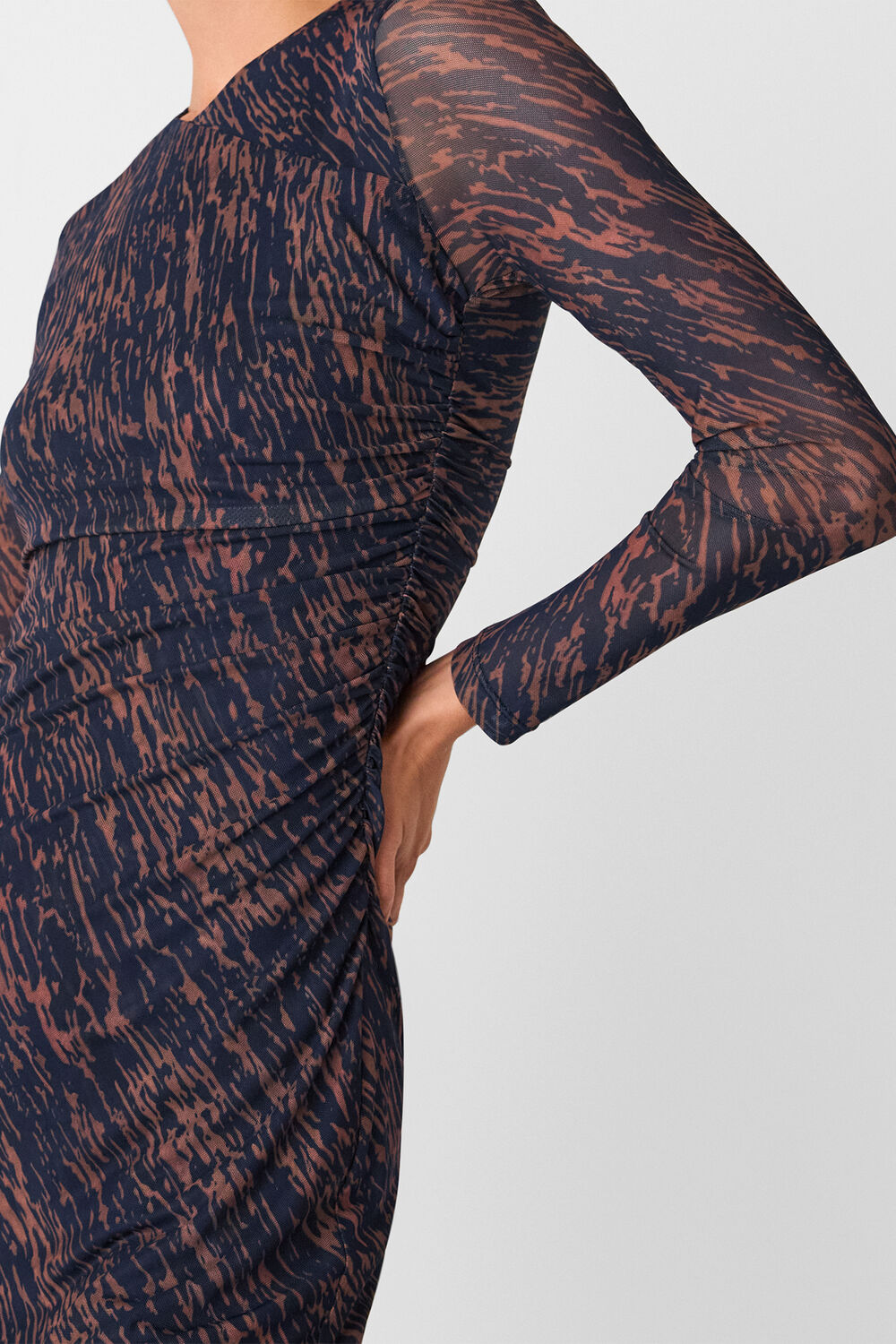 Navy Abstract Marks Mesh Dress