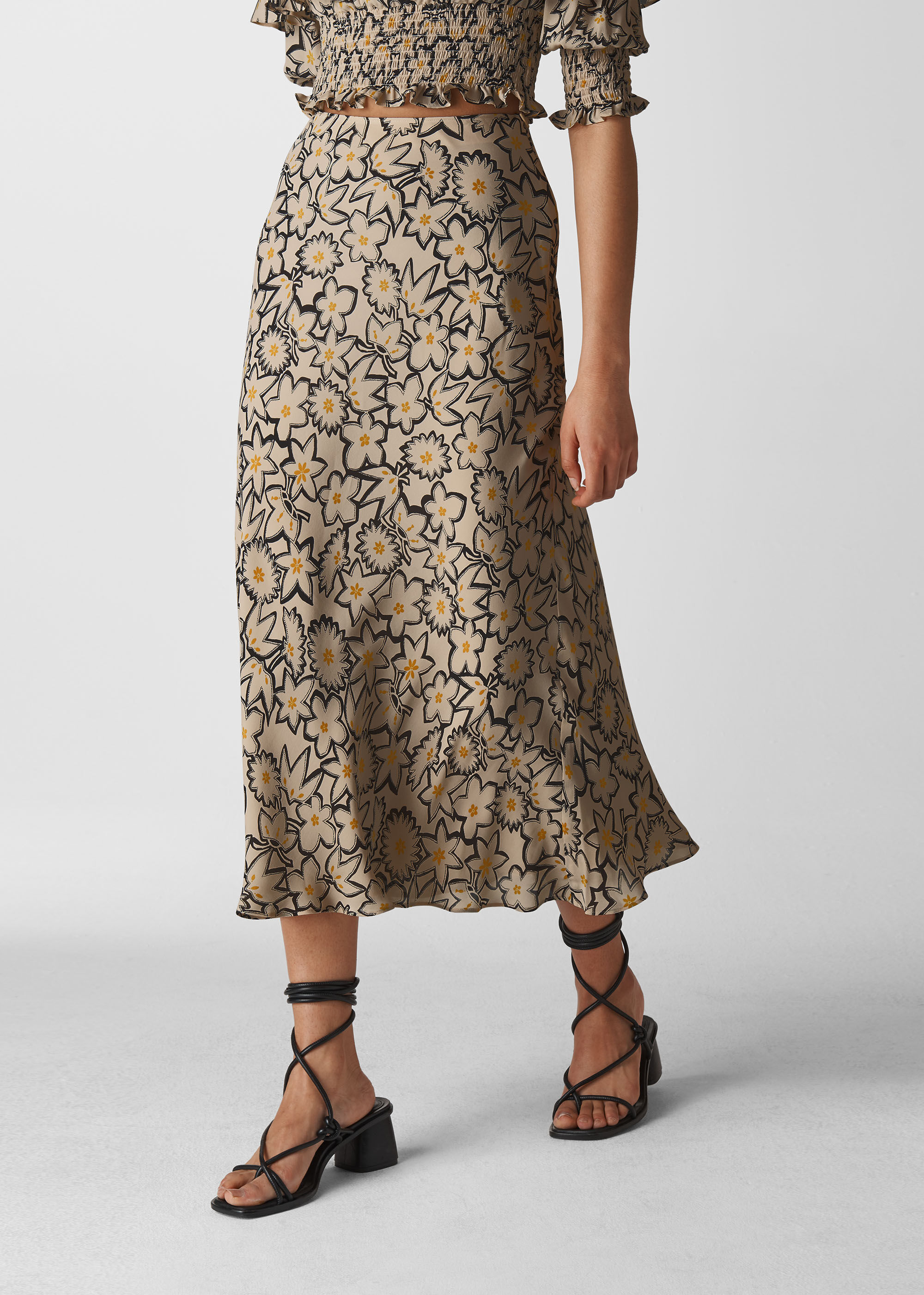 Silk skirt hot sale flower print