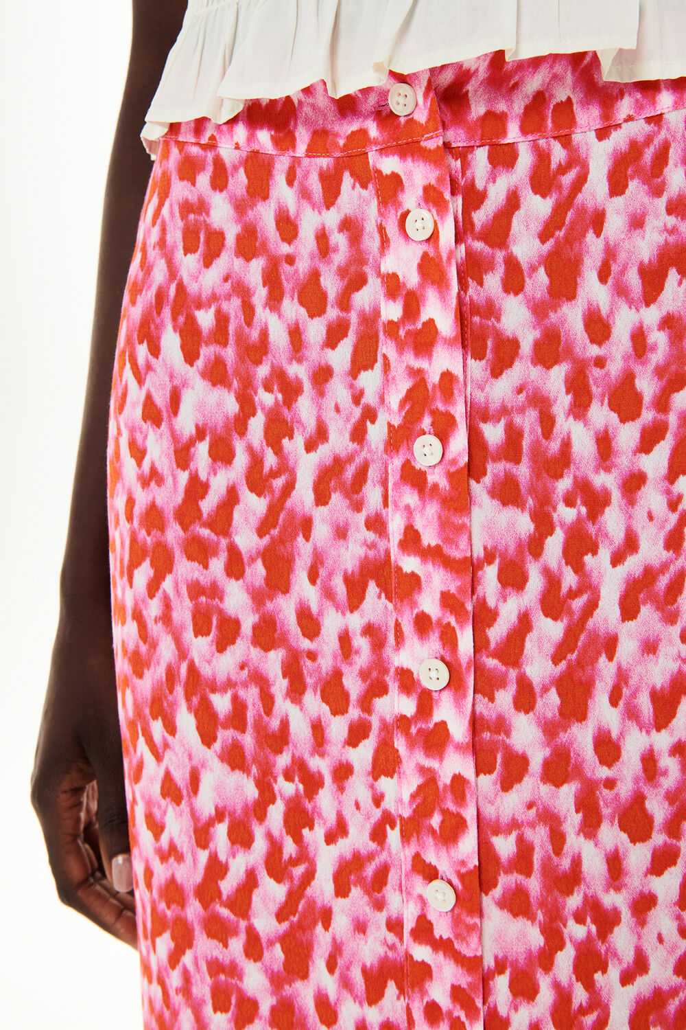 Blurred Strokes Button Skirt