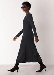 V Neck Cable Ribbed Knit Dress
