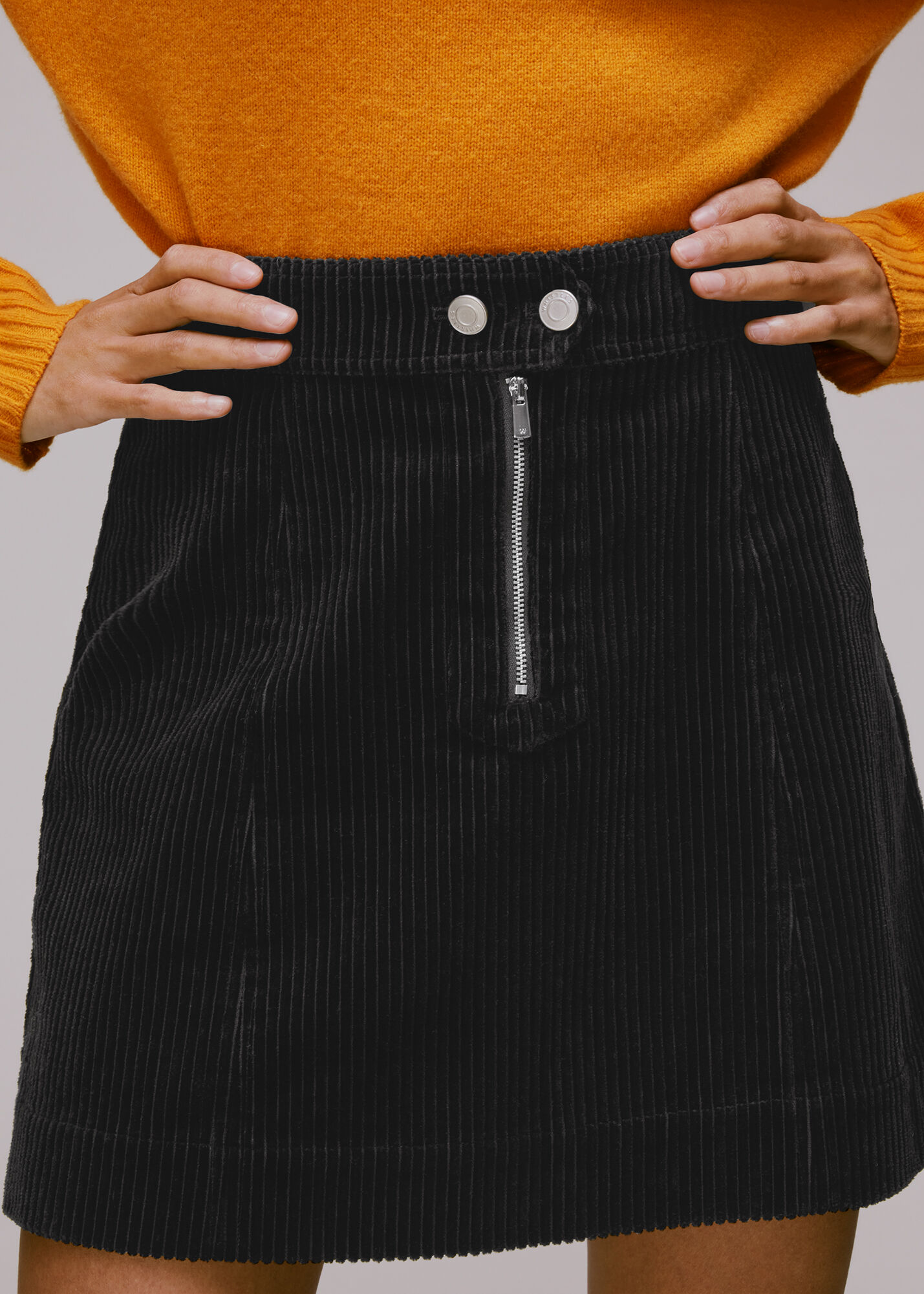 Black corduroy skirt yellow outlet