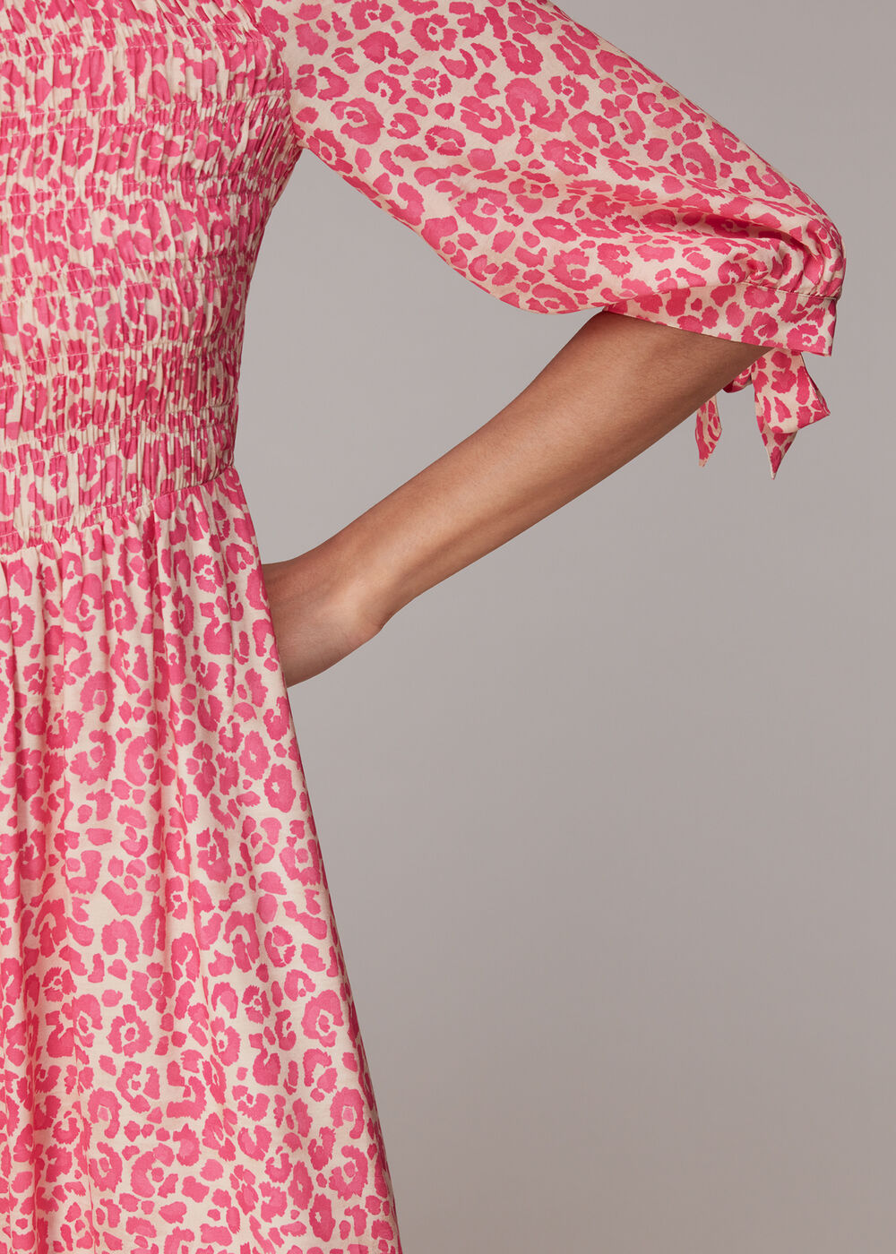 Cheetah Print Shirred Dress