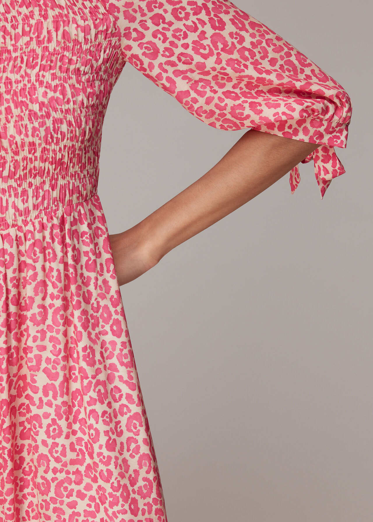 Cheetah Print Shirred Dress