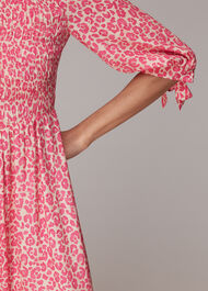 Cheetah Print Shirred Dress