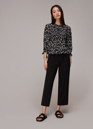 Giraffe Print Shirred Top