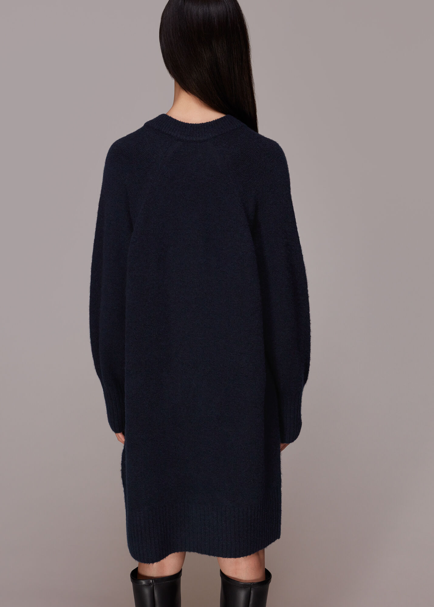 Navy Crew Neck Knit Dress WHISTLES