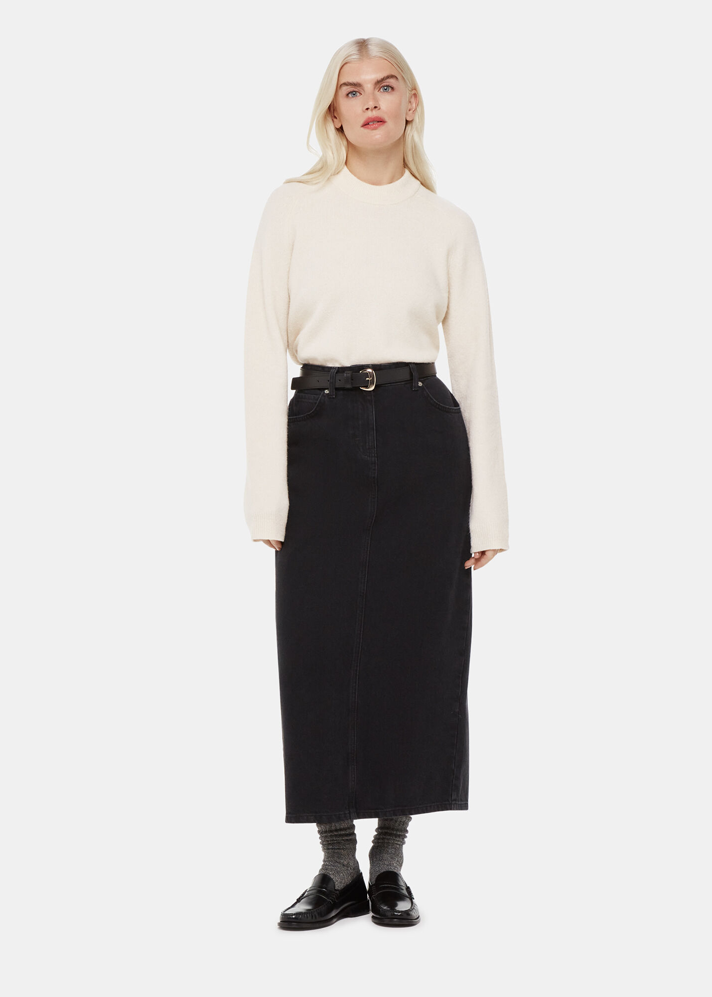 Black denim store skirt petite