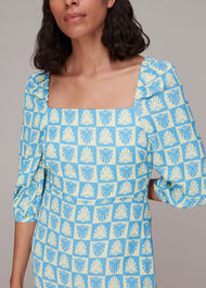 Checkerboard Shells Midi Dress