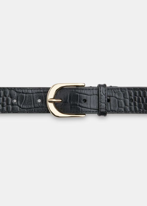 Black Shiny Croc Belt
