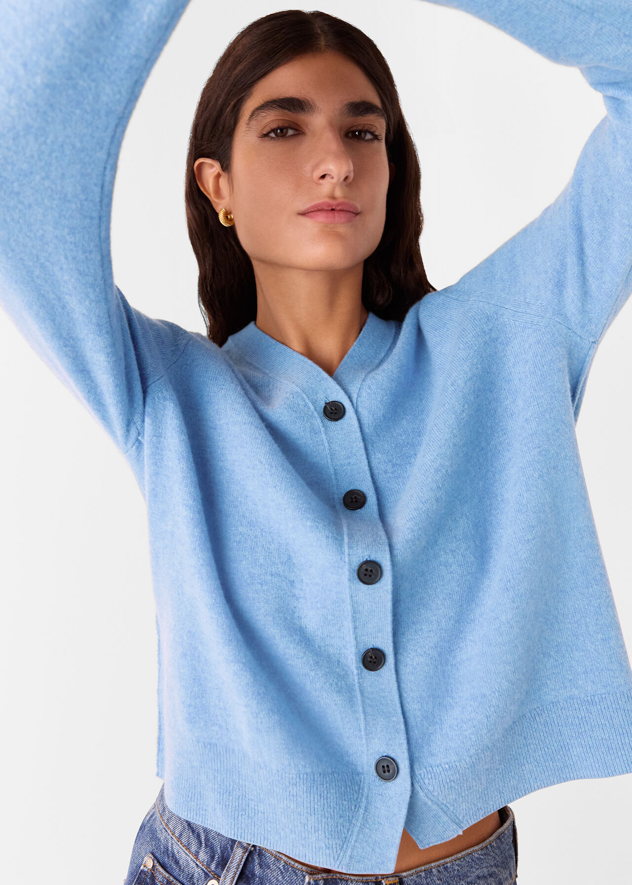 Button Front V Neck Cardigan