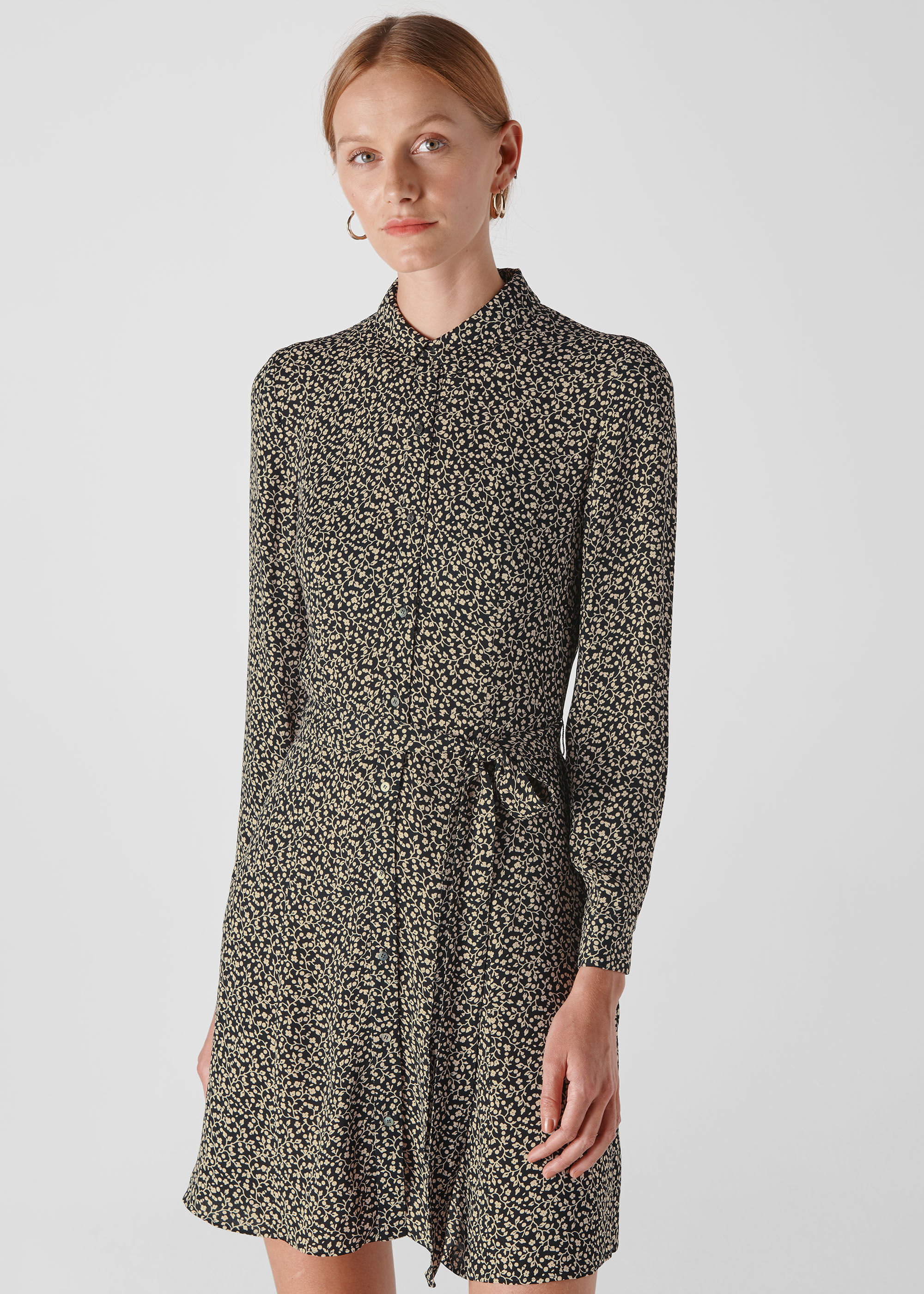 Whistles palm shop print shirt dress