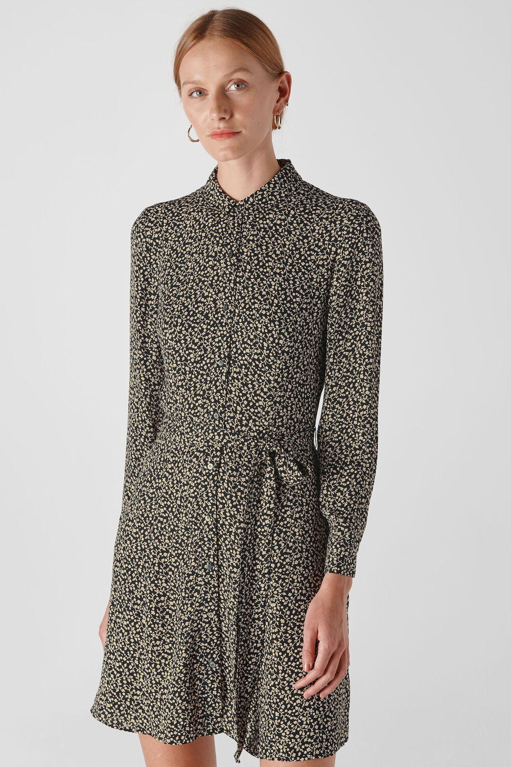 Autumn Floral Shirt Dress Black/Multi