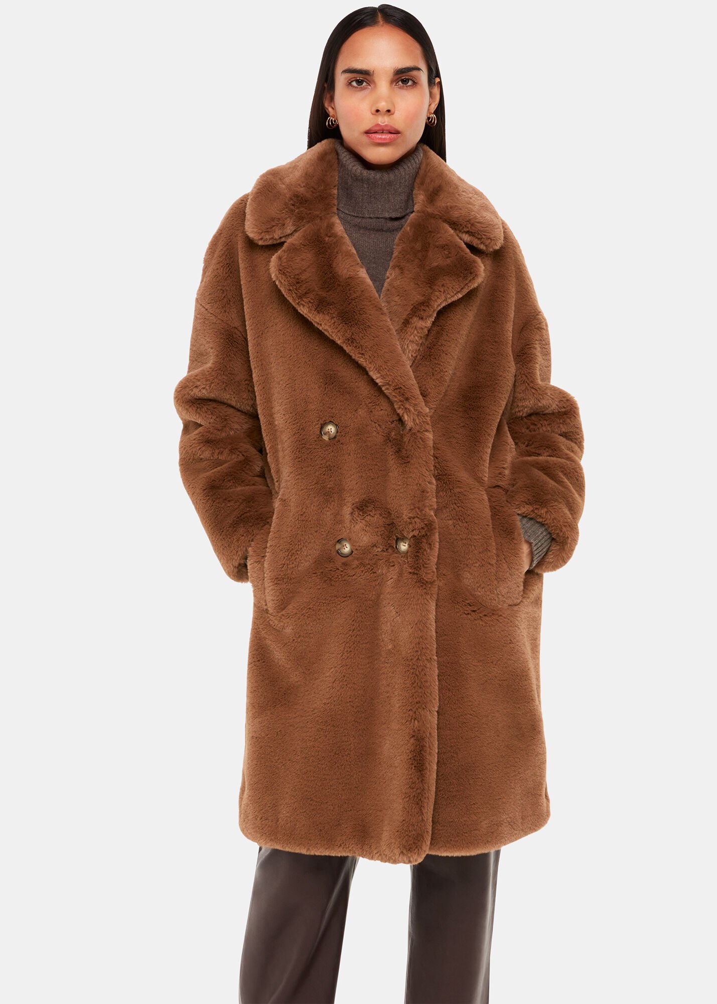 Brown Teddy Faux Fur Coat WHISTLES Whistles UK