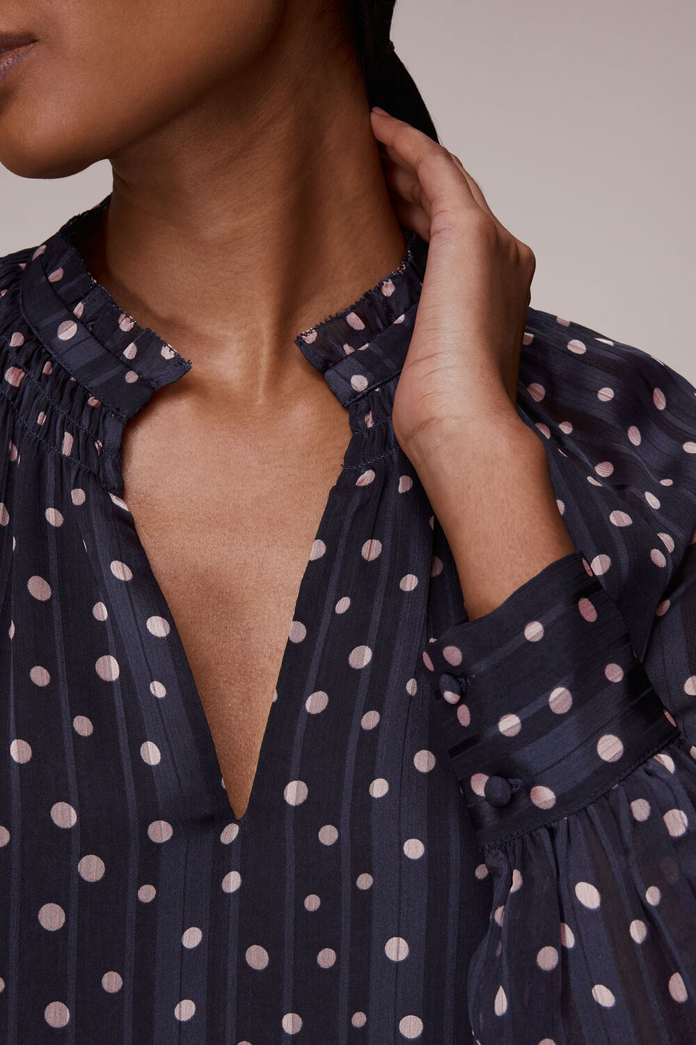 Satin Stripe Spot Blouse