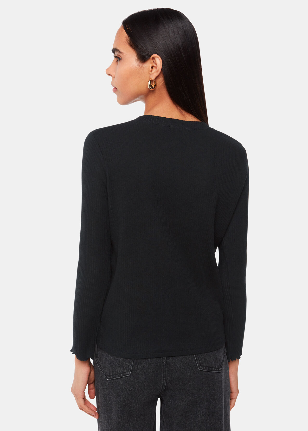 Ribbed Jersey Button Top