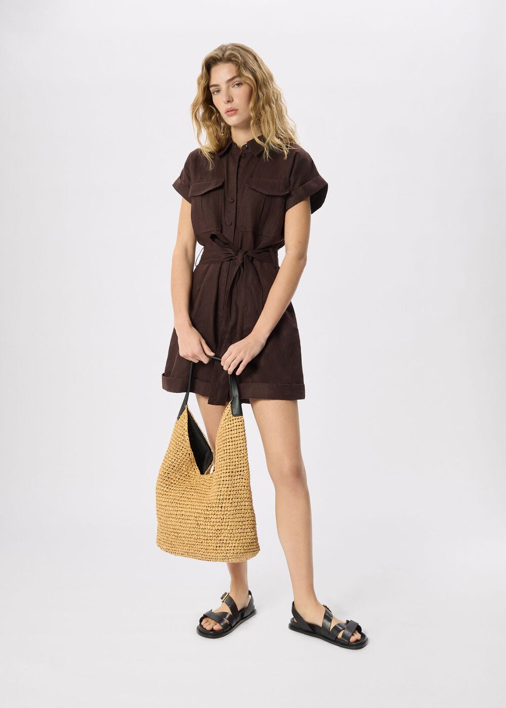 Pocket Detail Linen Playsuit