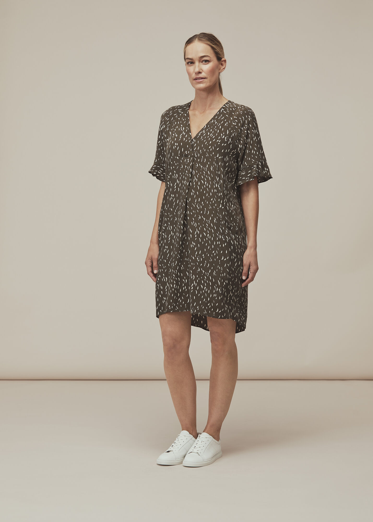 Khaki/Multi Fleck Print Alba Dress WHISTLES