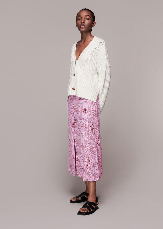 Bandana Print Button Skirt