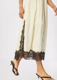 Lace V Neck Spot Midi Dress