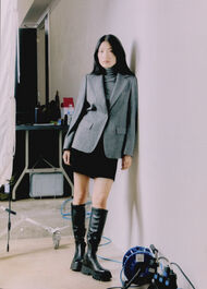 Petite Herringbone Wool Blend Blazer