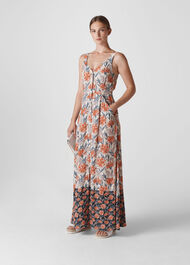 Floral border Print Maxi Dress Multicolour