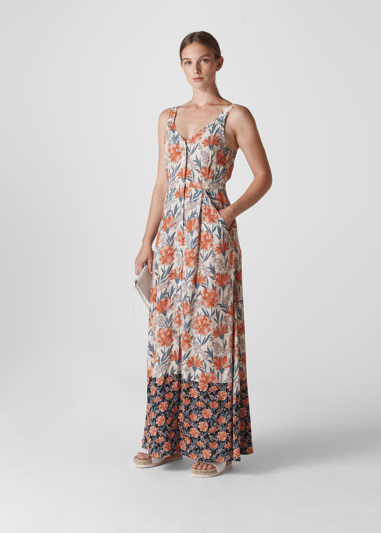 Floral border Print Maxi Dress