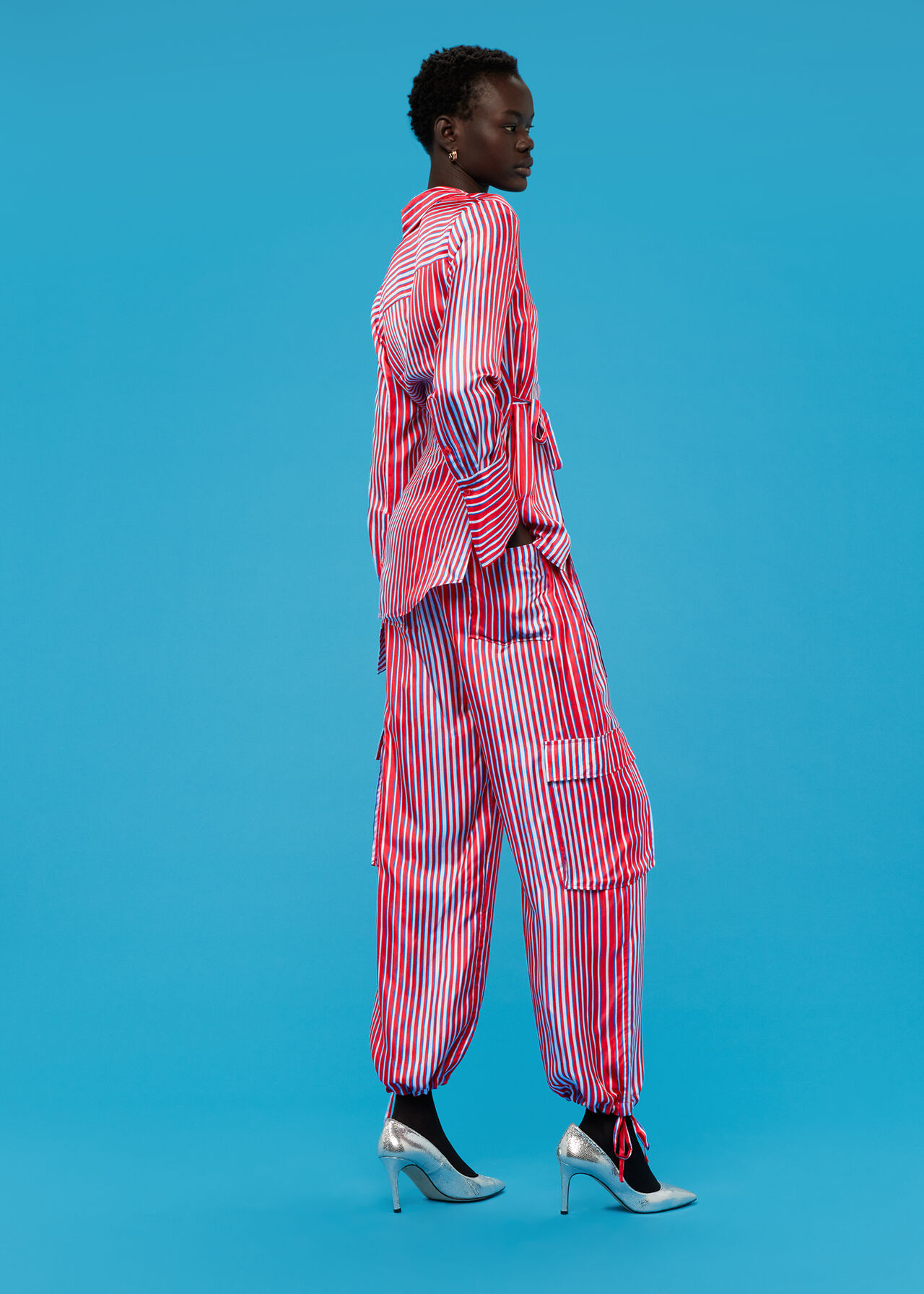 Tangle Stripe Silk Mix Trouser