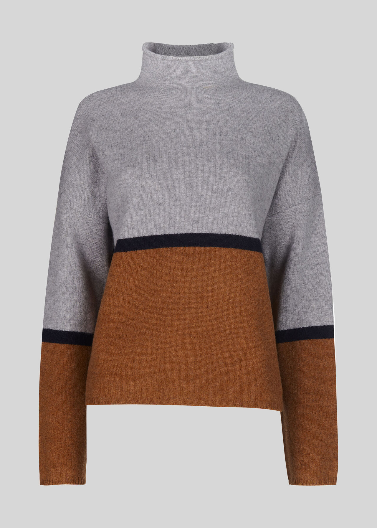 Soft Roll Neck Colour Block Multicolour