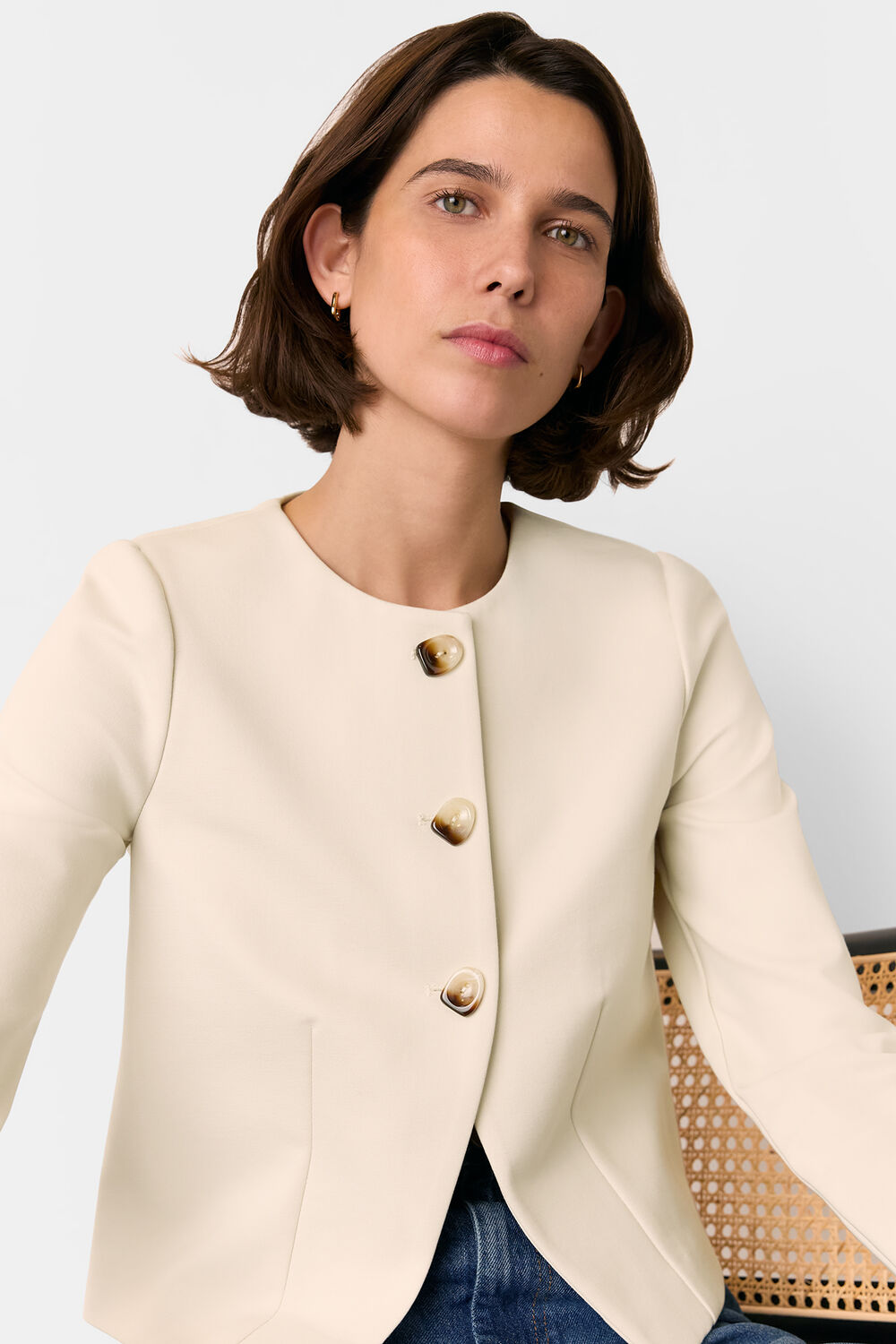 Ivory Anne Ponte Button Jacket