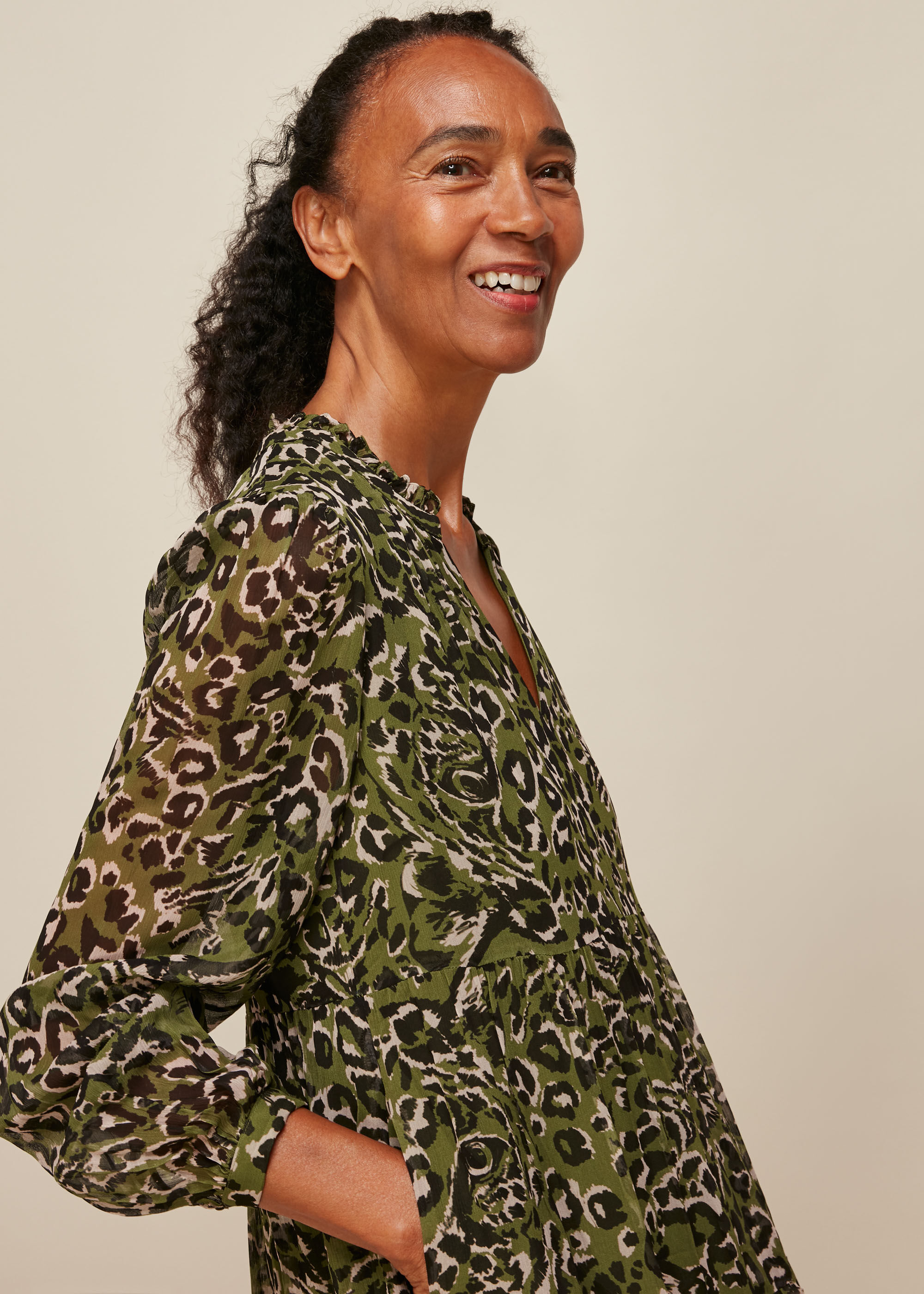 Whistles jungle store cat print dress