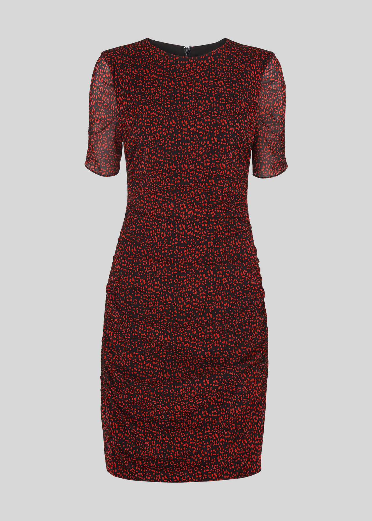 Mini Ikat Animal Silk Bodycon Red/Multi