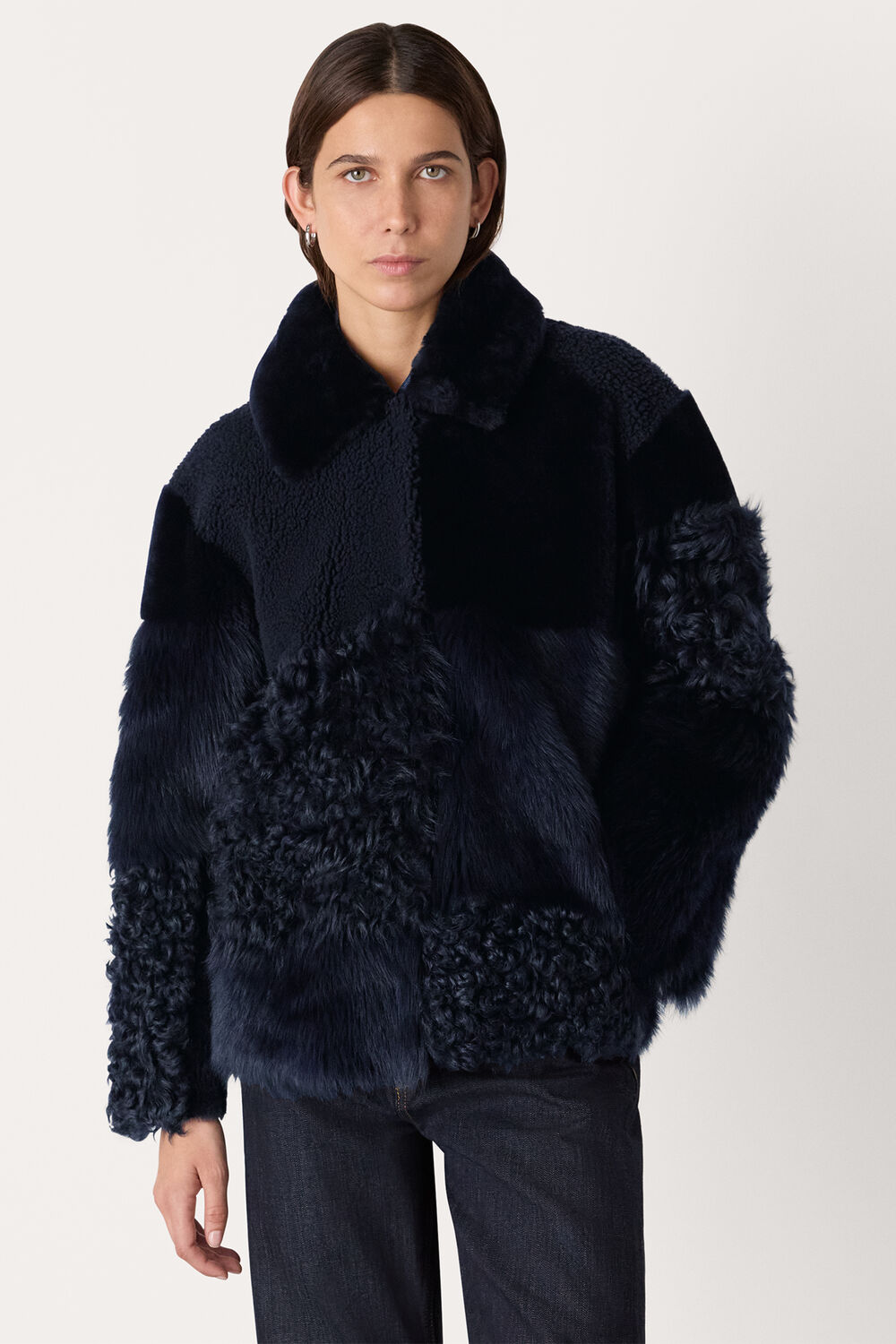 Navy Hema Shearling Coat