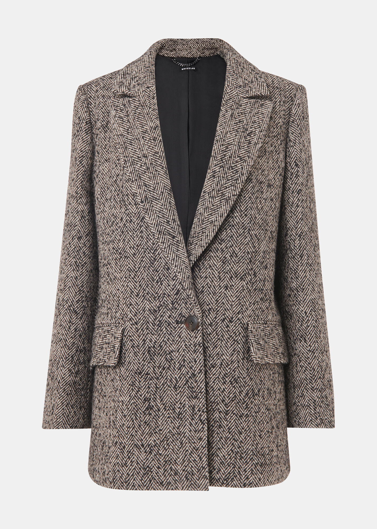 Brown Herringbone Single-Breasted Blazer | Whistles | Whistles US |