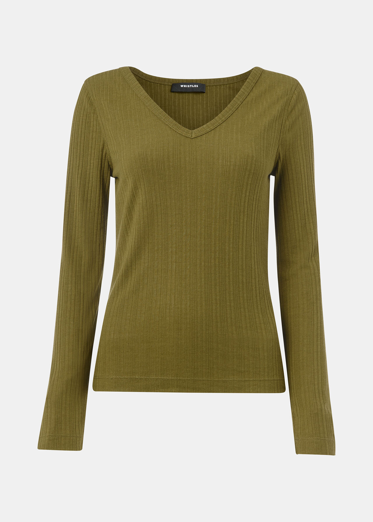 Diagonal Rib V Neck Top
