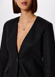 Collarless Linen Blazer