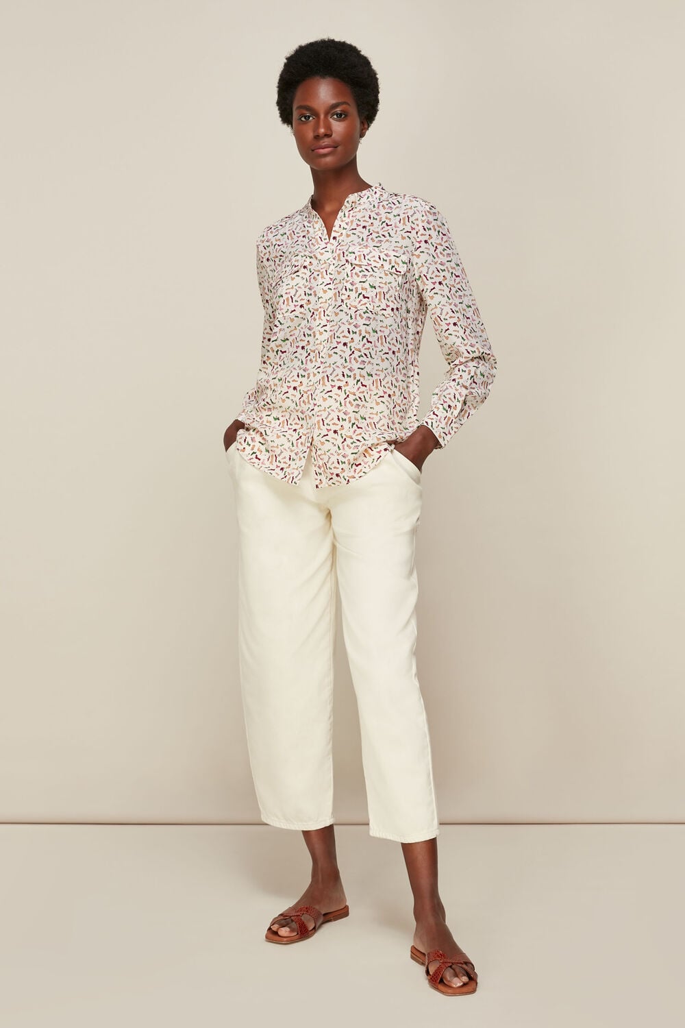 Shoe Print Silk Shirt