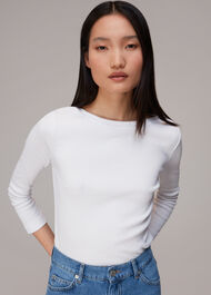 Boat Neck Ribbed Jersey Top