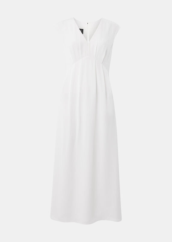 White Crepe Sleeveless Midi Dress