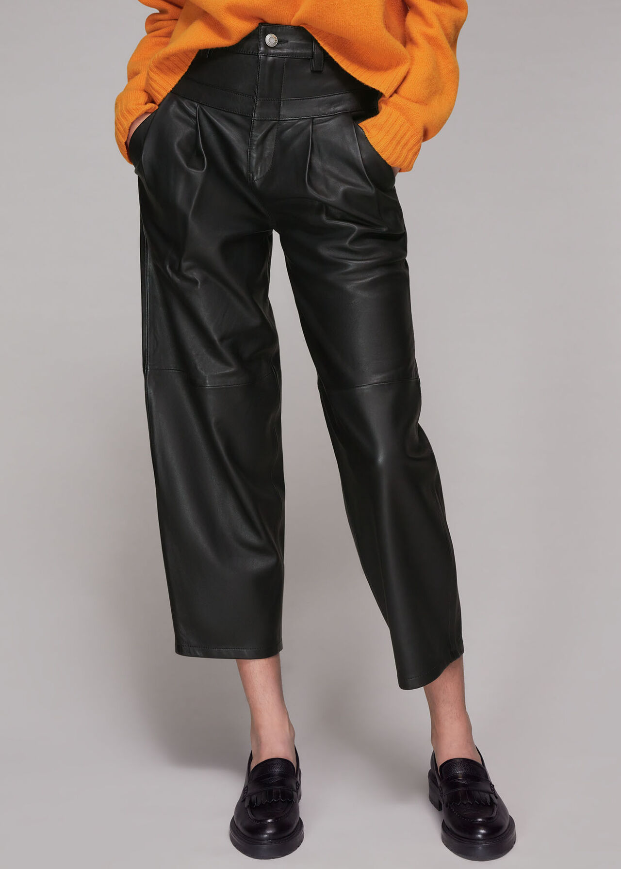 India Leather Pleat Trouser