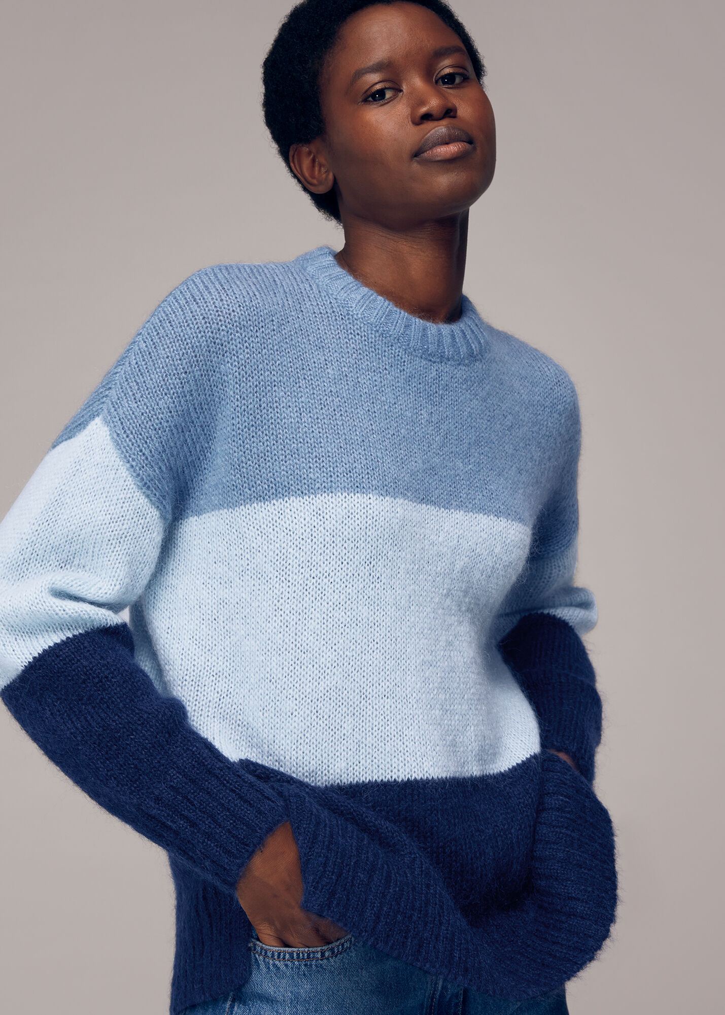 Blue sales striped jumper