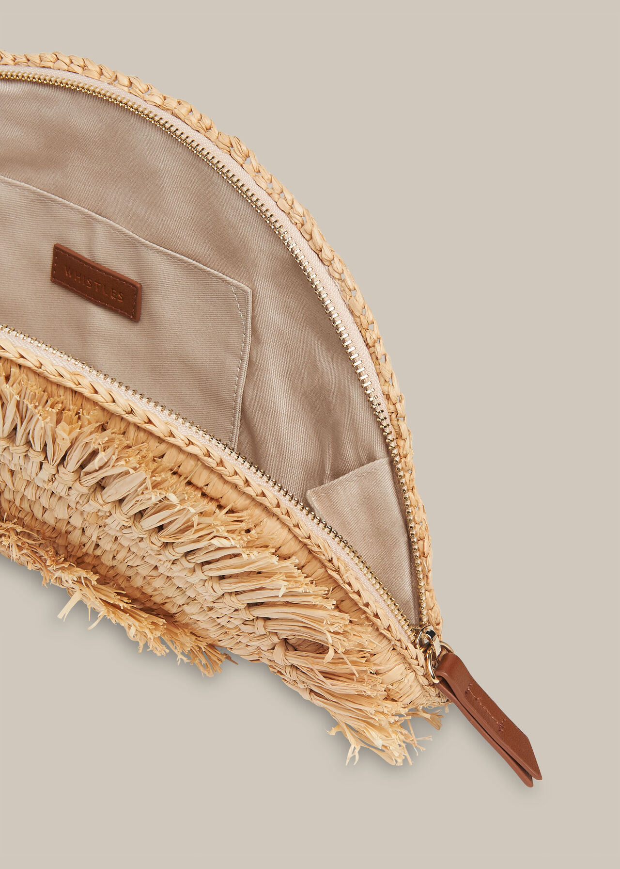 Santino Fringe Straw Clutch Neutral